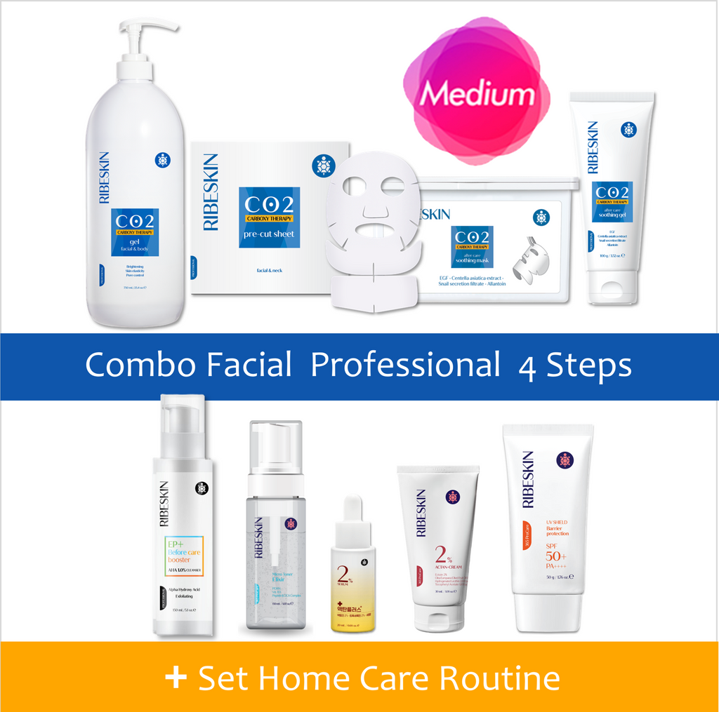 Ribeskin Facial CO2 Carboxy Therapy - Combo 4 Step - Plus 5 Retail Products