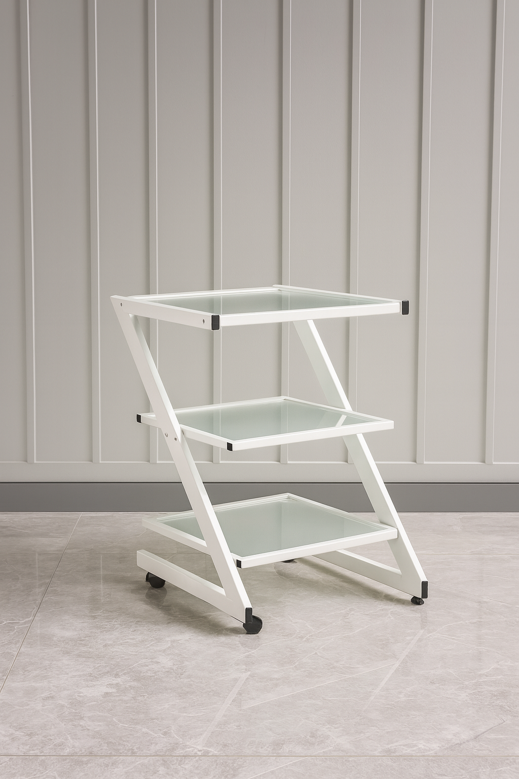 U-92235D 3-Tier Z Utility Cart with Glass Shelves