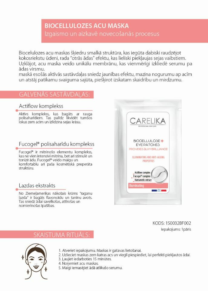 CARELIKA Illuminating biocellulose eye patches