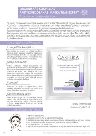 CARELIKA Anti-ageing organic cotton face mask, 15ml