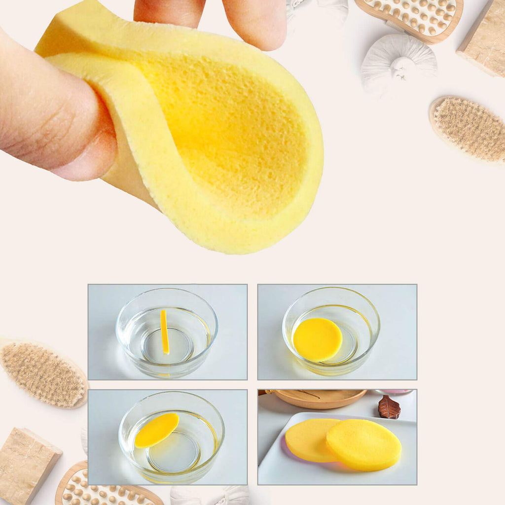 Compressed Yellow Face Sponge for Face Wash Cleansing, Exfoliating